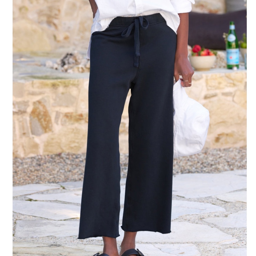 Frank & Eileen - CATHERINE Navy Blue Cotton Wide Leg Favorite Sweatpant - Large